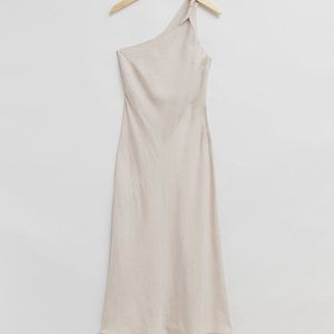 &Other Stories - One Shoulder Asymmetric Midi Dress - Beige - US 2